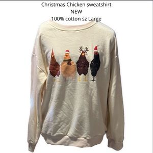 Woman’s Chicken Christmas Sweatshirt size Large NEW